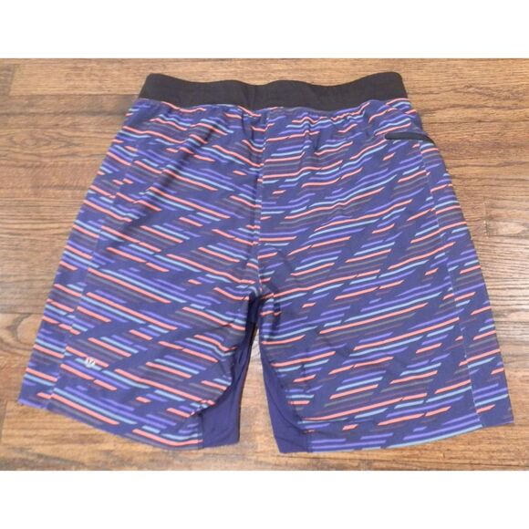 Lululemon Athletica Striped Navy Blue Lined Shorts Men's Size Large - Picture 1 of 4